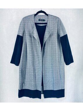 Misook Jacket Womens L Gray Stretch 3/4 Sleeve Blazer Coat Career Minimalist